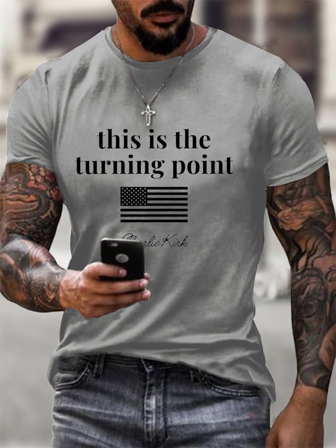 Men's C.K This is the Turning Print short-sleeved T-shirt-America250
