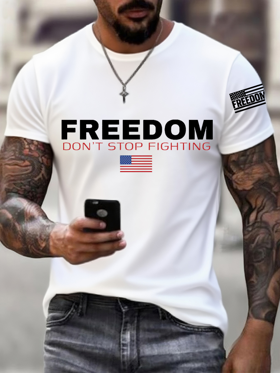 Men's Freedom Don't Stop Fighting R.I.P C.K Tee-America250