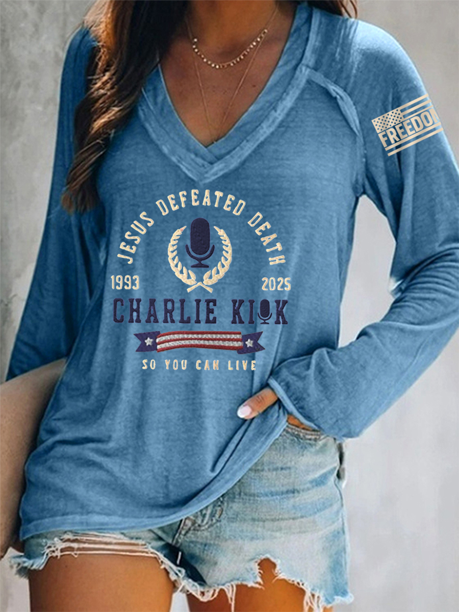 Women's Jesus Defeated Death, So You Can Live R.I.P C.K Long-Sleeve T-Shirt-America250