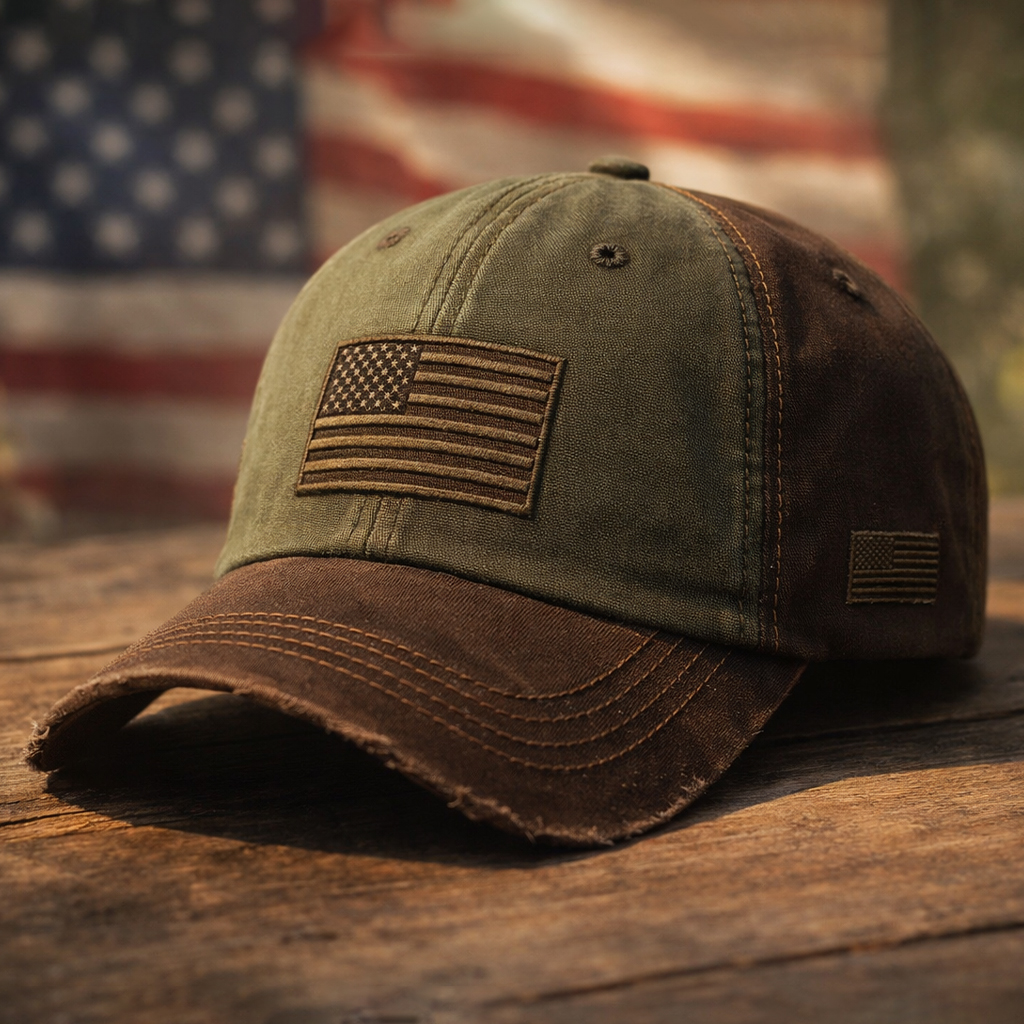 Vintage Two-Tone Distressed US Flag Embroidered America 250th Anniversary Baseball Cap-America250