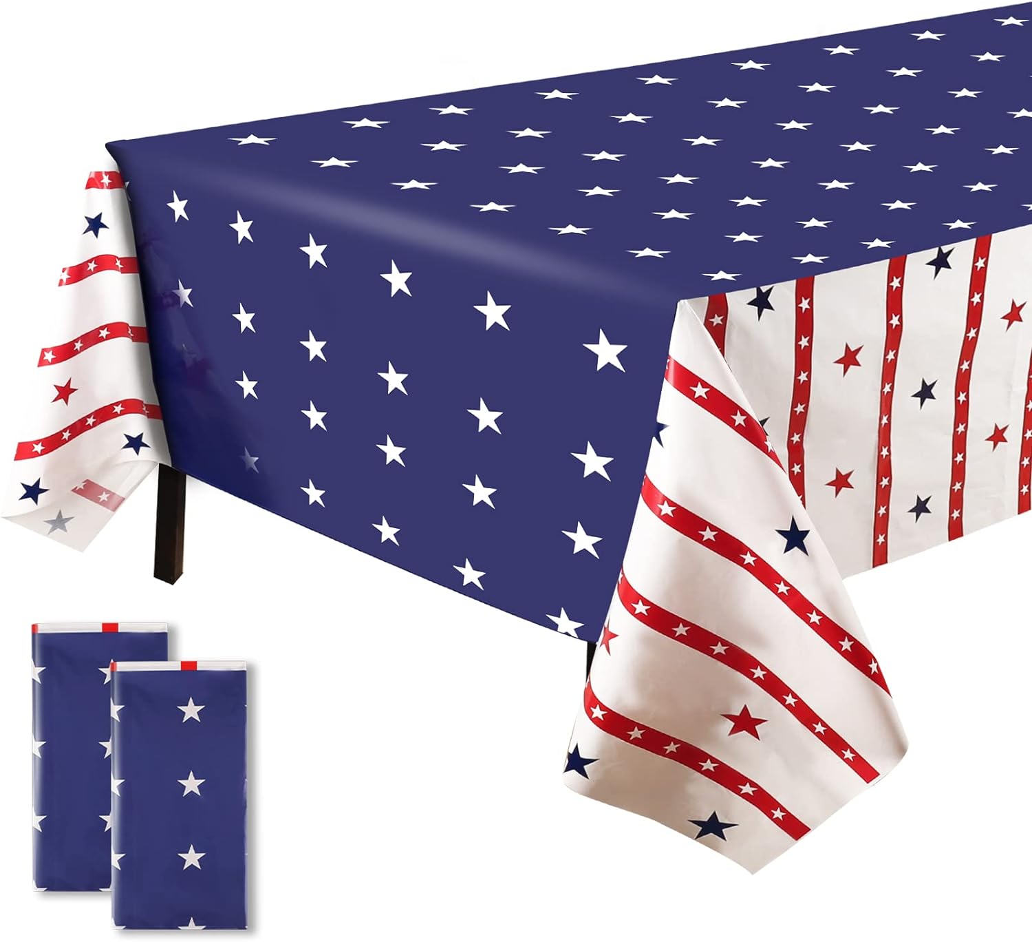 4 Pack 54" x 108" American Flag Disposable Plastic Table cloth 4th of July Tablecloth,-America250