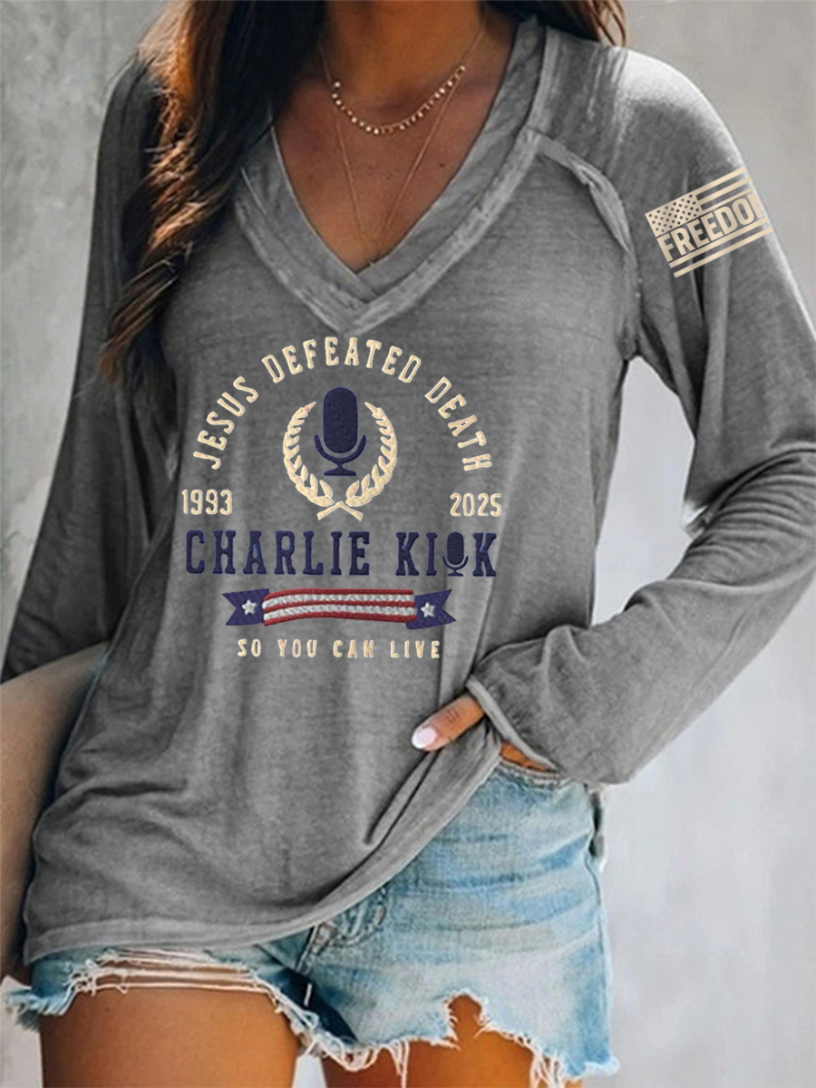 Women's Jesus Defeated Death, So You Can Live R.I.P C.K Long-Sleeve T-Shirt-America250