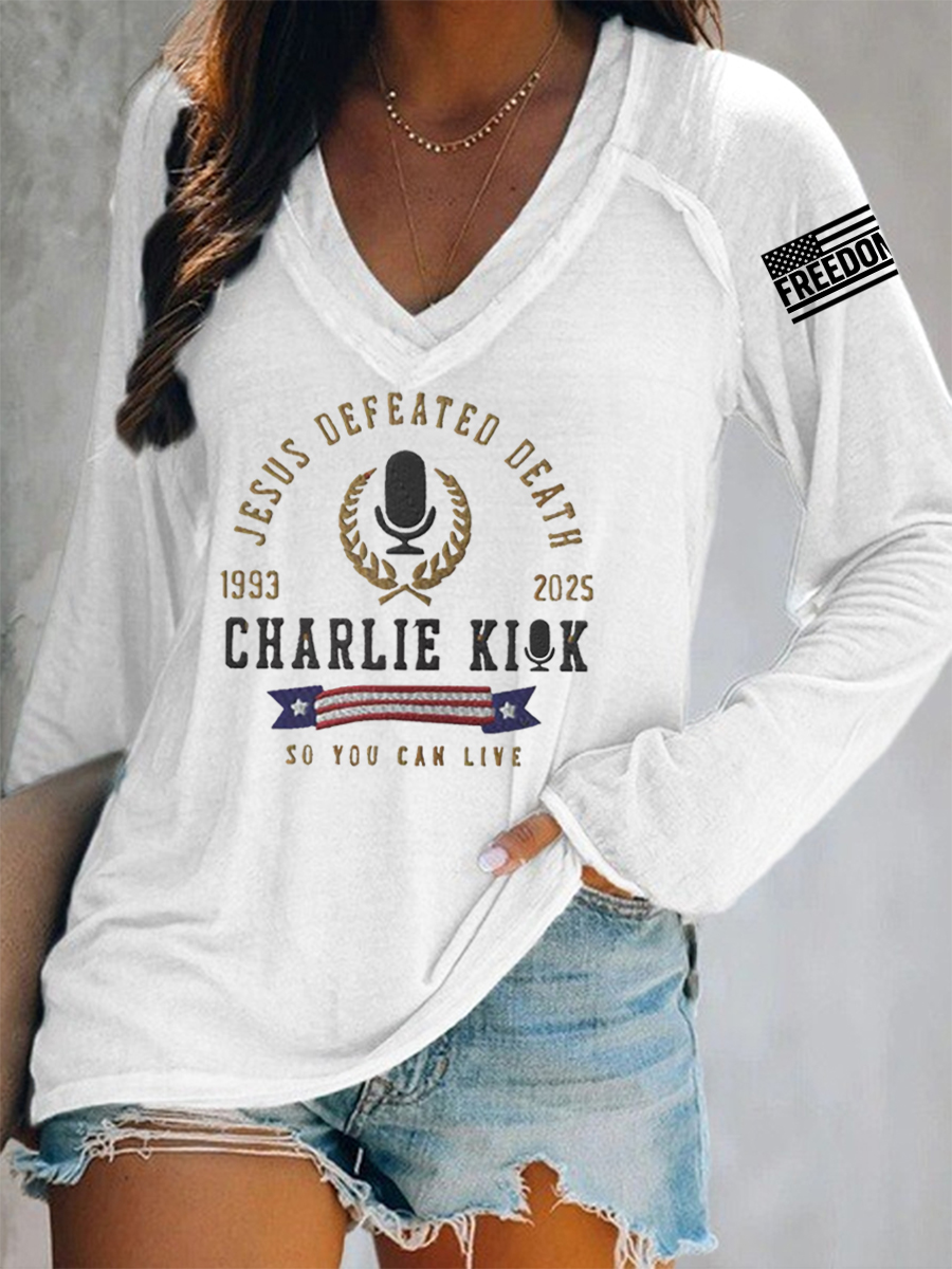 Women's Jesus Defeated Death, So You Can Live R.I.P C.K Long-Sleeve T-Shirt-America250