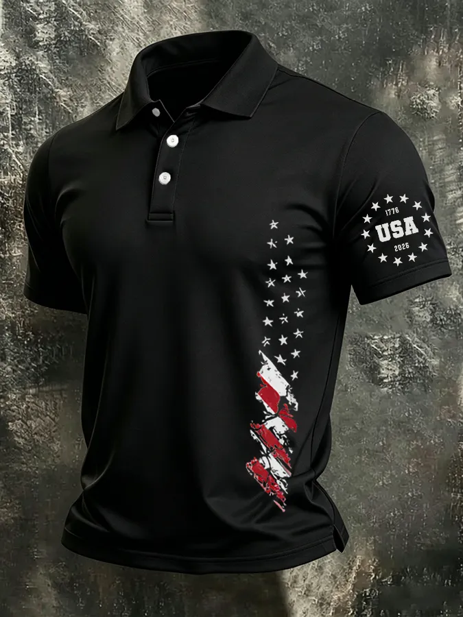 Men's America 250th Anniversary Print Casual Polo Shirt-America250