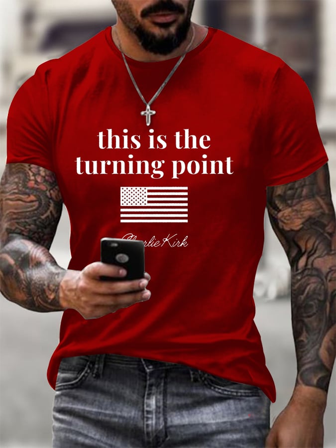 Men's C.K This is the Turning Print short-sleeved T-shirt-America250