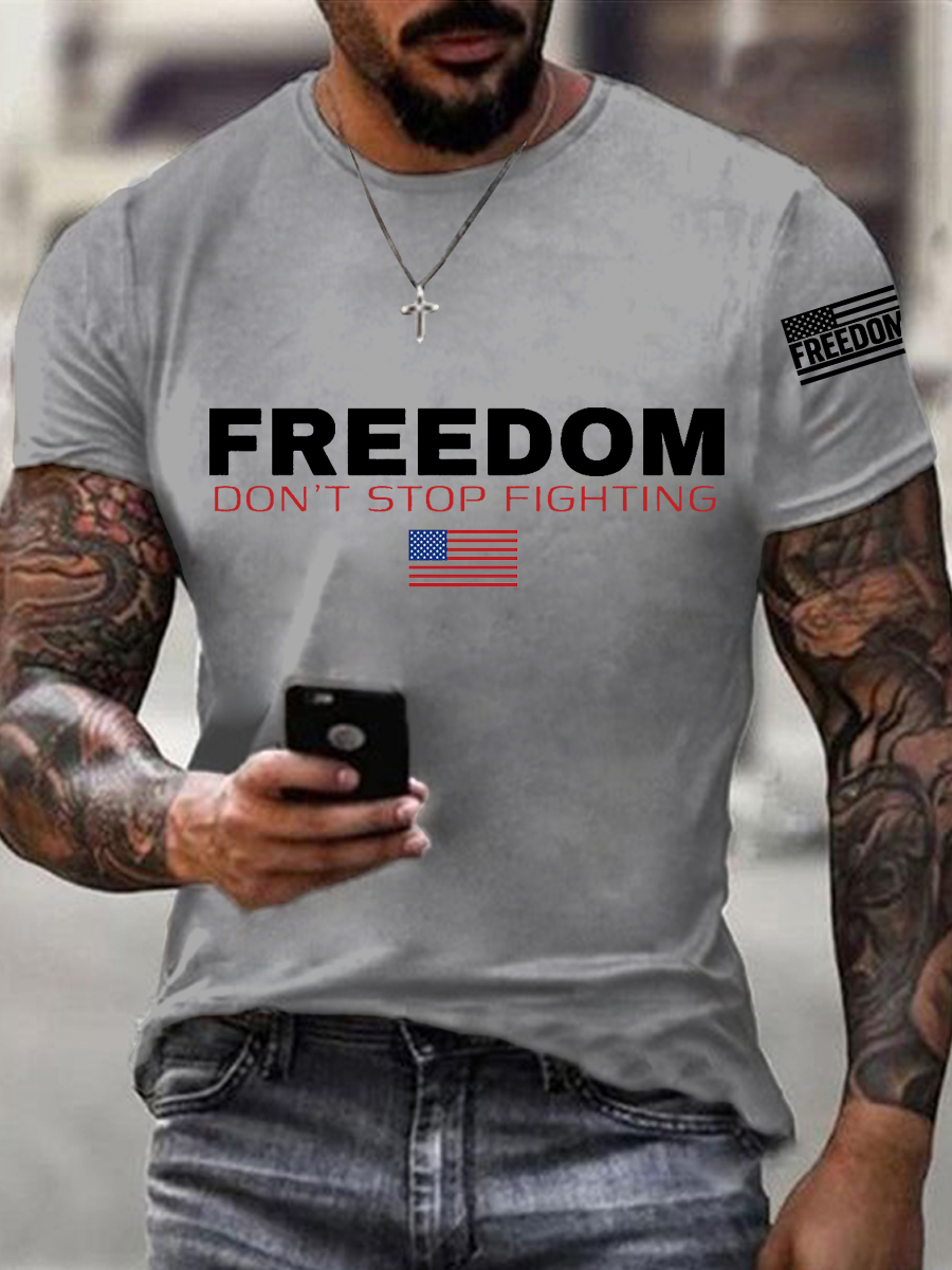 Men's Freedom Don't Stop Fighting R.I.P C.K Tee-America250