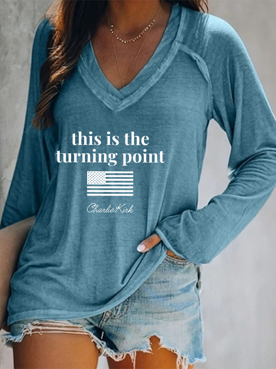 Women's patriotic  long sleeve t-shirt-America250