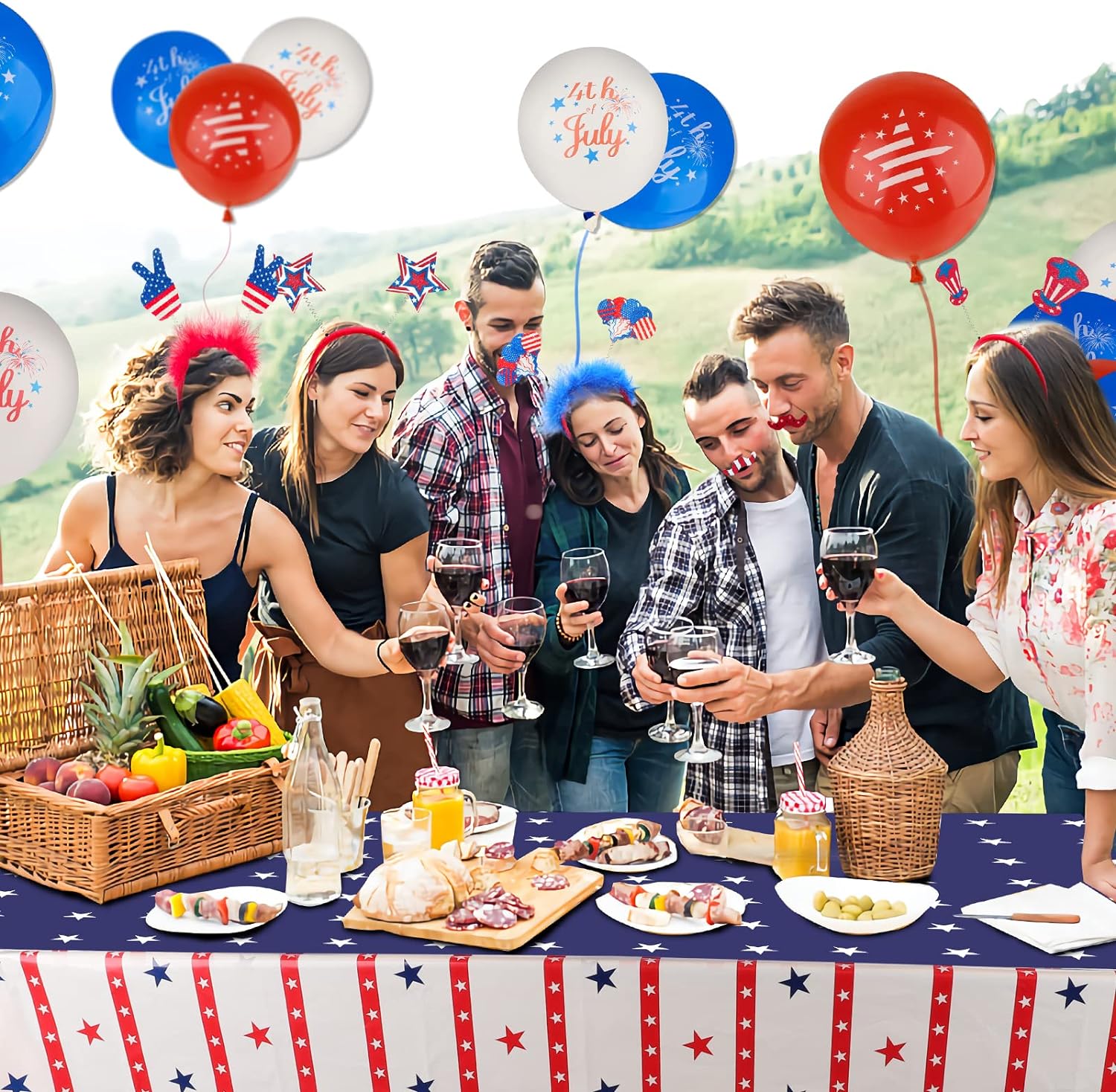 4 Pack 54" x 108" American Flag Disposable Plastic Table cloth 4th of July Tablecloth,-America250