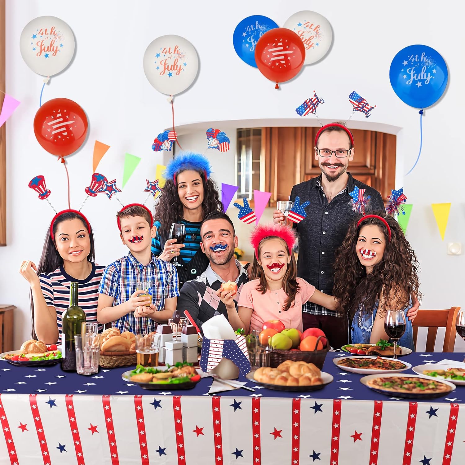 4 Pack 54" x 108" American Flag Disposable Plastic Table cloth 4th of July Tablecloth,-America250
