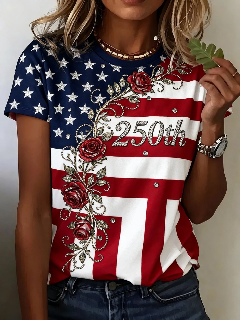 Women's U.S. 250th Anniversary Printed Crew Neck Short-Sleeve T-Shirt-America250