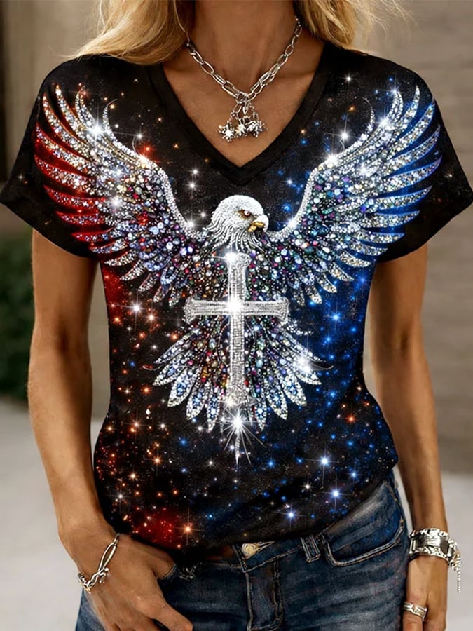 Women's Casual American 250th Anniversary Print T-shirt-America250