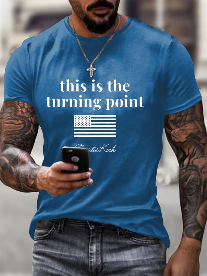 Men's C.K This is the Turning Print short-sleeved T-shirt-America250