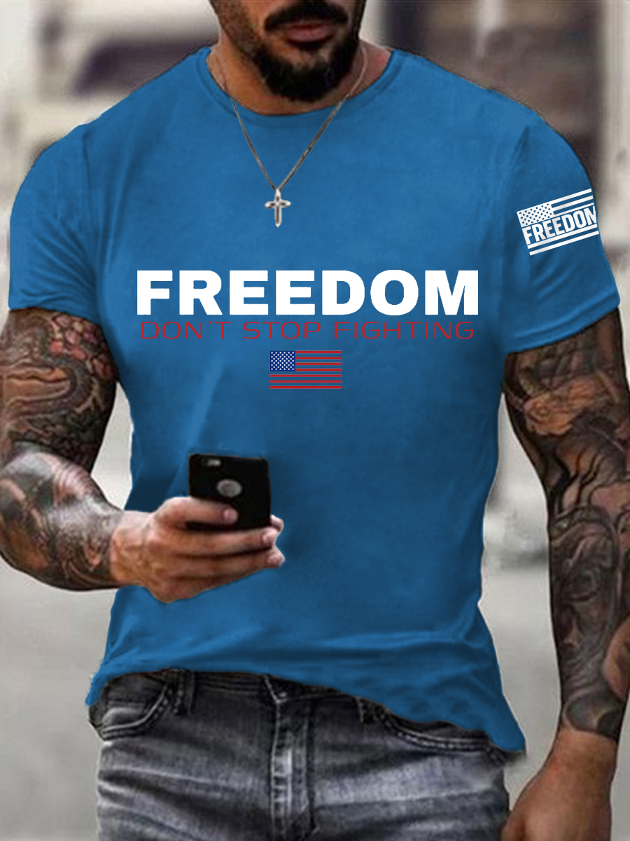Men's Freedom Don't Stop Fighting R.I.P C.K Tee-America250
