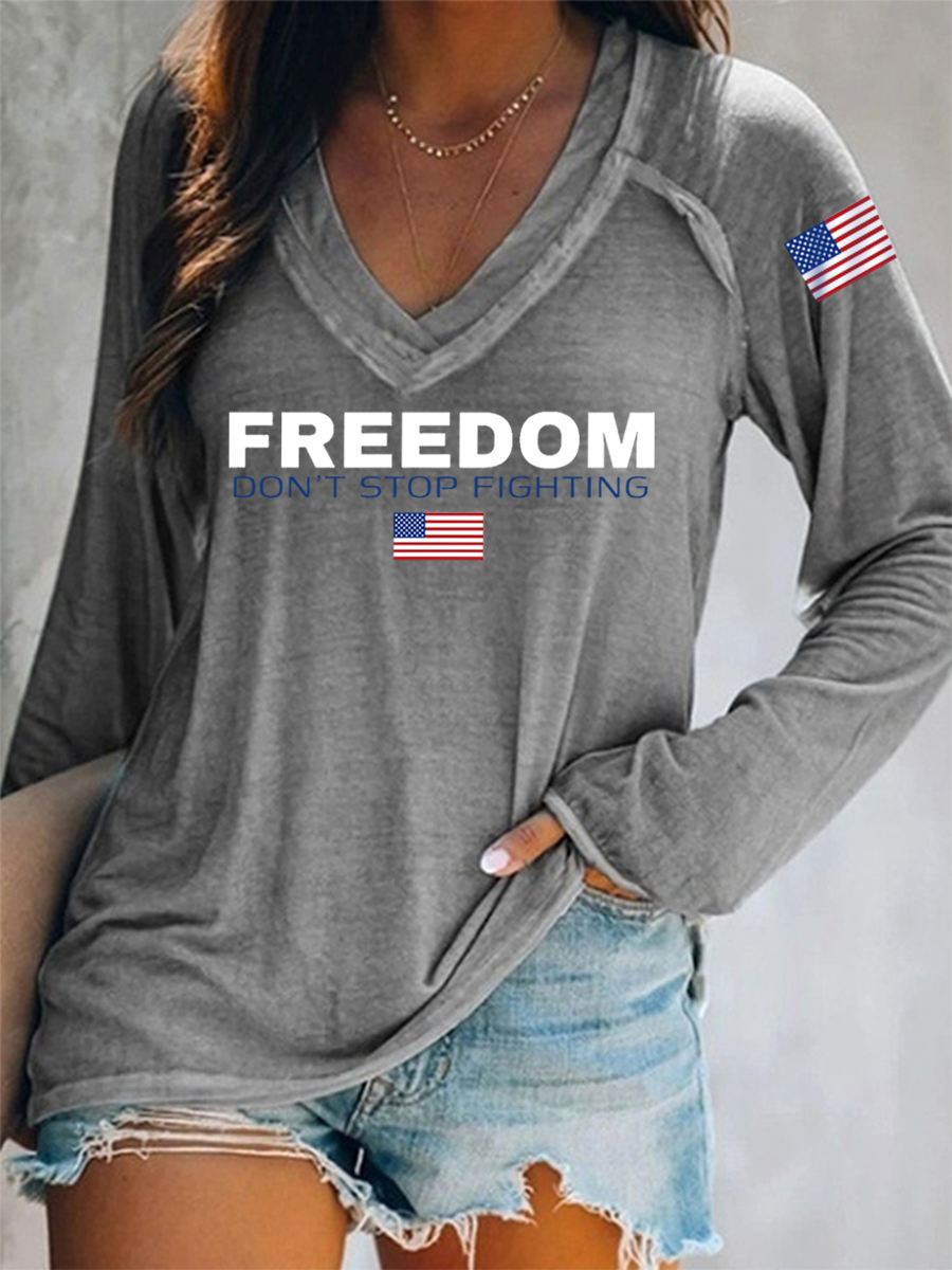 Women's Freedom Don't Stop Fighting R.I.P C.K Long-Sleeve T-Shirt-America250