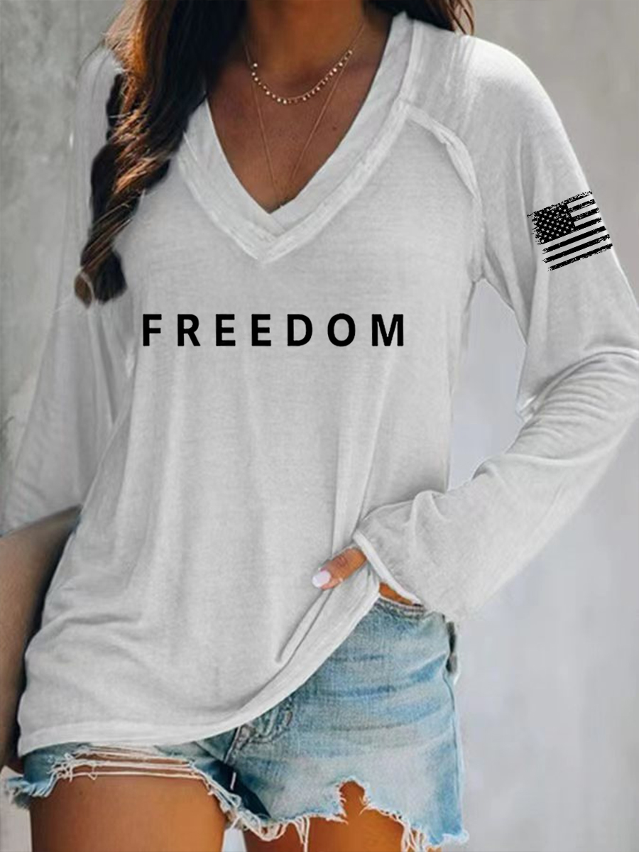 Women's Freedom Is Not Free R.I.P C.K  V-Neck T-Shirt-America250