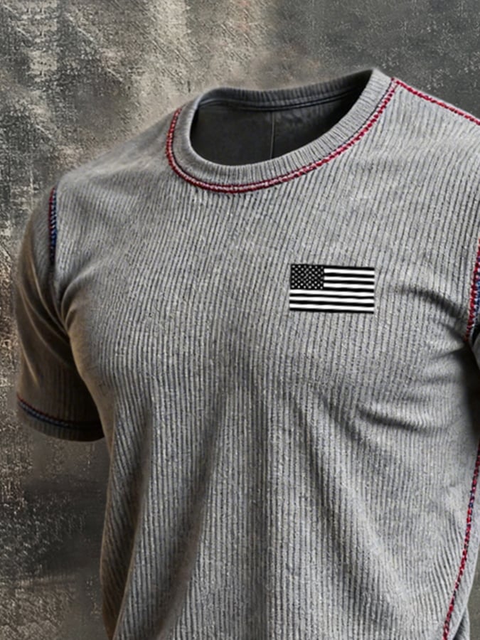 Men's Retro Color-Block "Patriot" Casual Short-Sleeve T-Shirt-America250