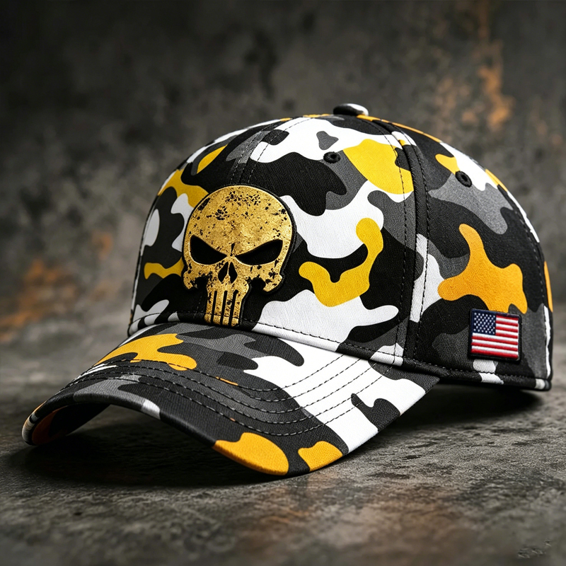Retro Camouflage Art Print Casual Baseball Cap-America250