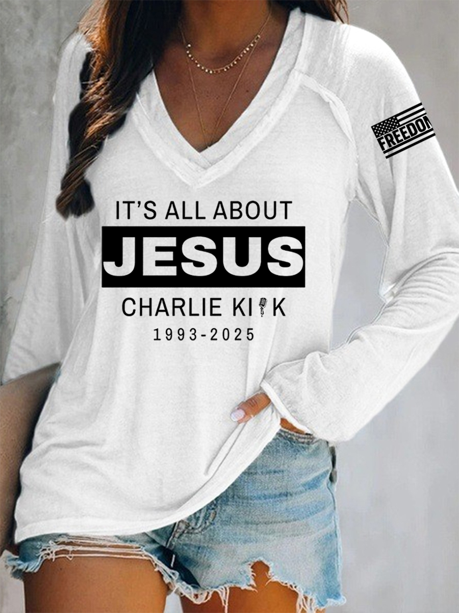 Women's It's All About Jesus R.I.P C.K Long-Sleeve T-Shirt-America250