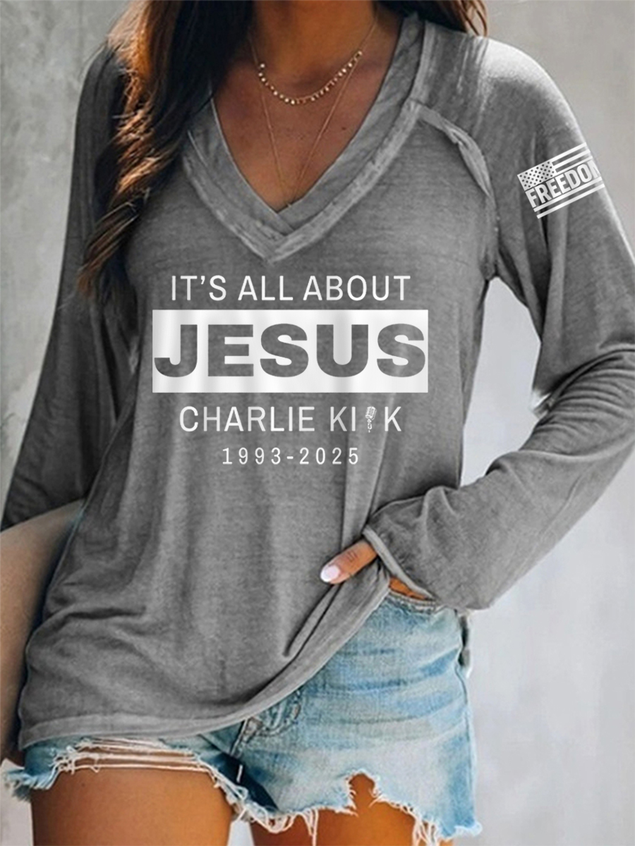 Women's It's All About Jesus R.I.P C.K Long-Sleeve T-Shirt-America250