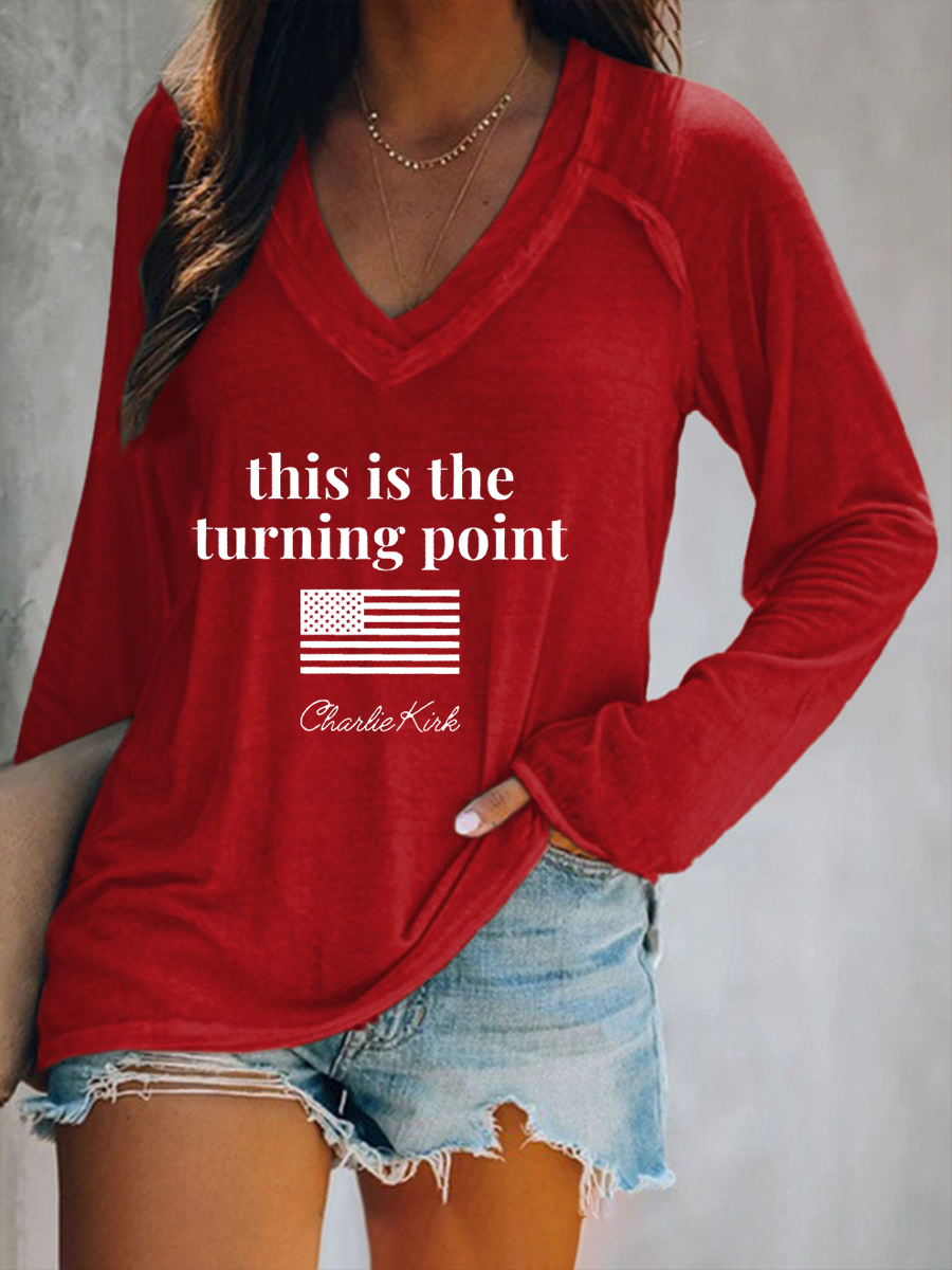 Women's patriotic  long sleeve t-shirt-America250