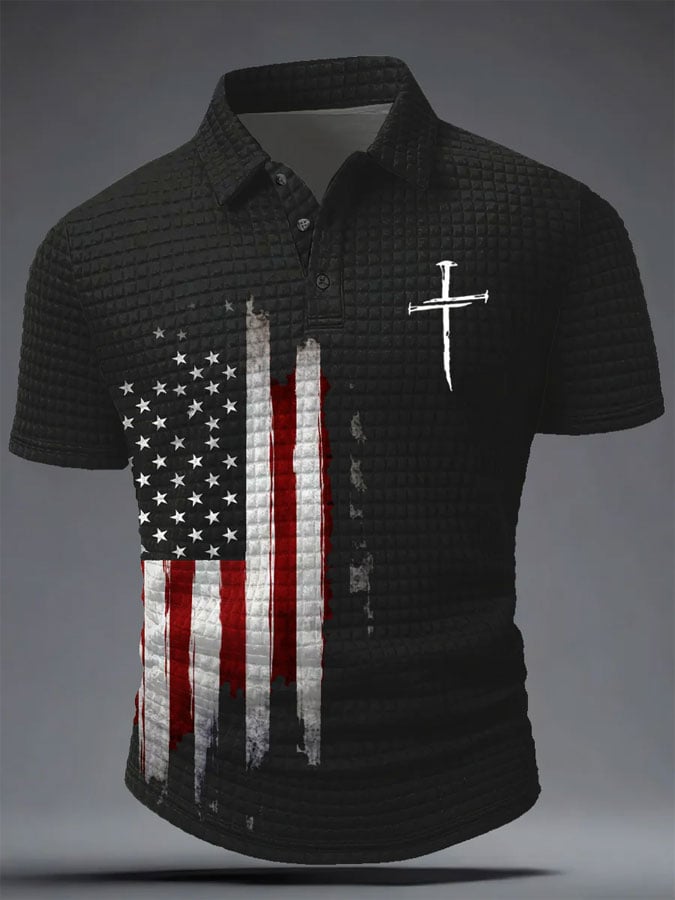 Men's Faith Printed Casual Polo Shirt-America250
