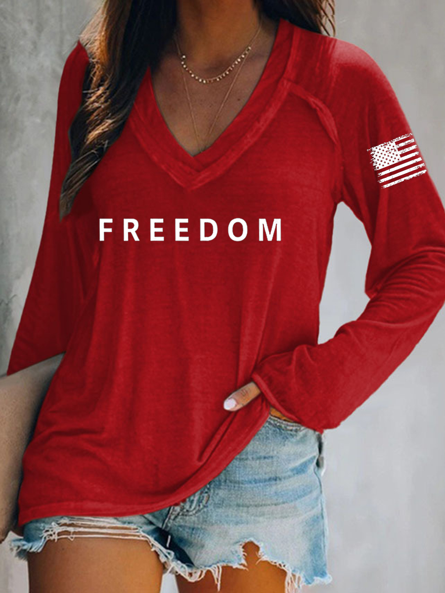 Women's Freedom Is Not Free R.I.P C.K  V-Neck T-Shirt-America250