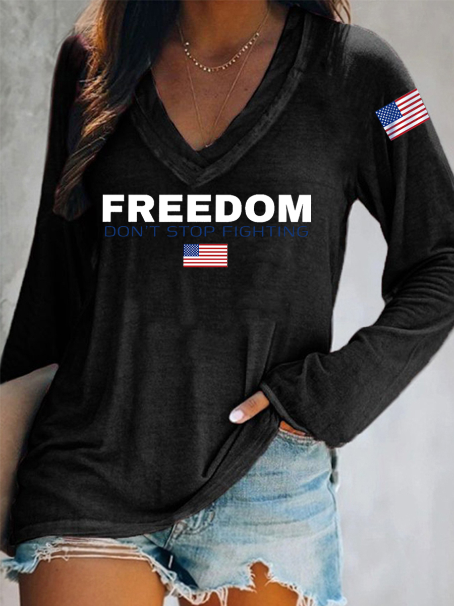 Women's Freedom Don't Stop Fighting R.I.P C.K Long-Sleeve T-Shirt-America250