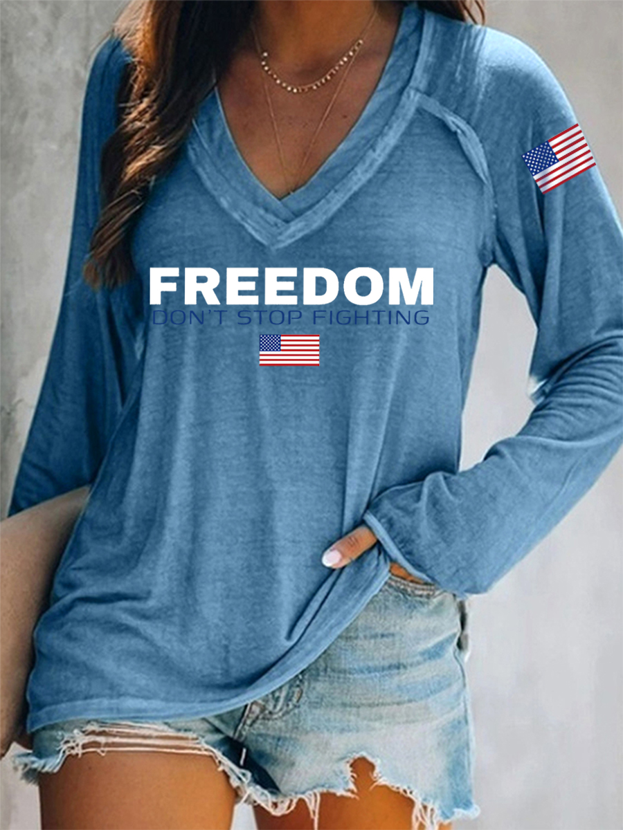 Women's Freedom Don't Stop Fighting R.I.P C.K Long-Sleeve T-Shirt-America250