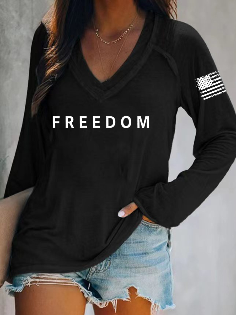 Women's Freedom Is Not Free R.I.P C.K  V-Neck T-Shirt-America250