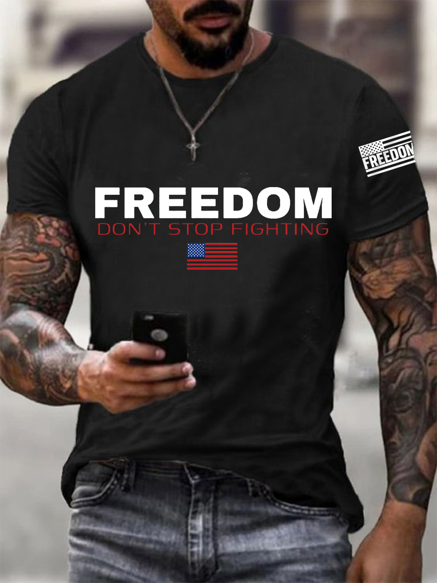 Men's Freedom Don't Stop Fighting R.I.P C.K Tee-America250