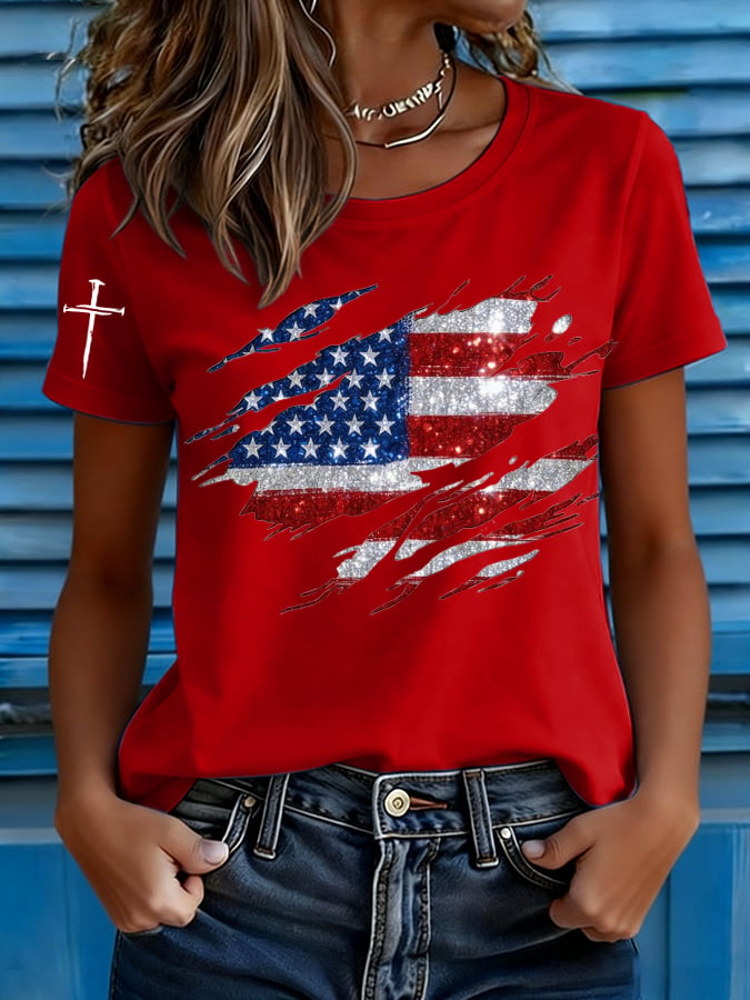 Women's American 250th Anniversary Commemorative Print Casual T-Shirt-America250