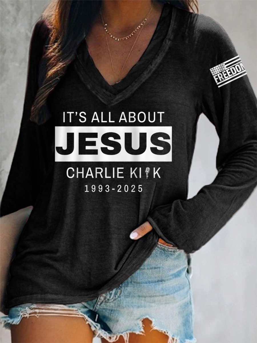 Women's It's All About Jesus R.I.P C.K Long-Sleeve T-Shirt-America250