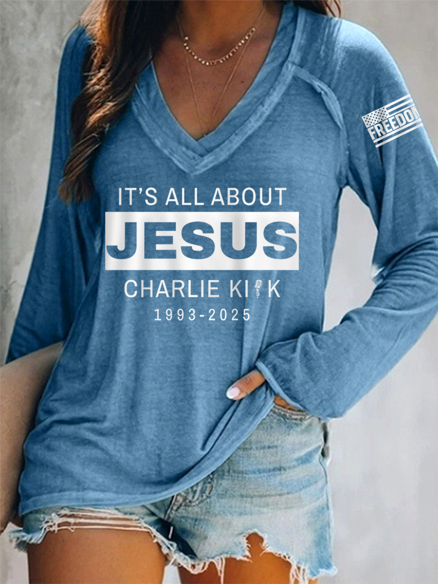 Women's It's All About Jesus R.I.P C.K Long-Sleeve T-Shirt-America250
