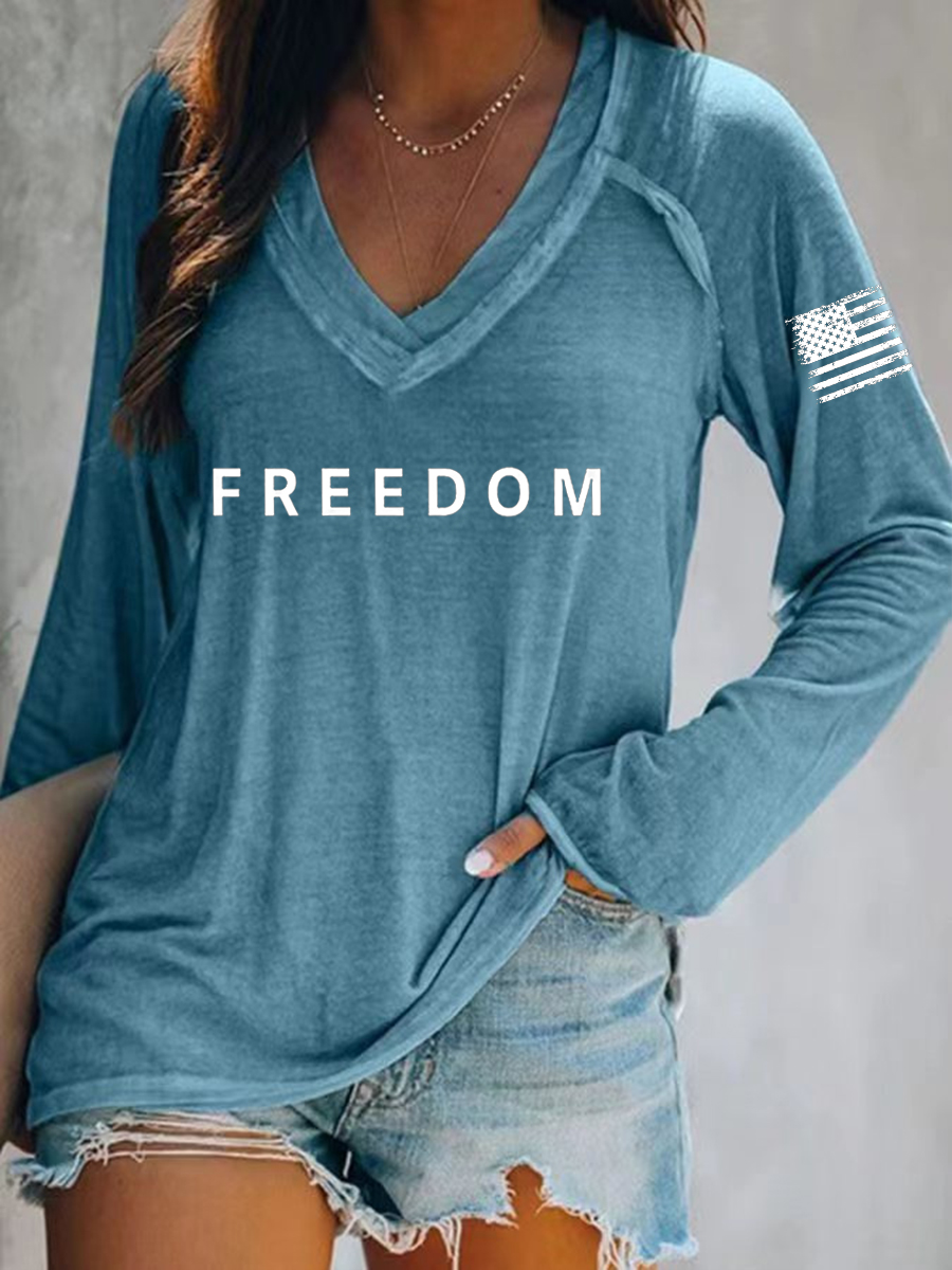 Women's Freedom Is Not Free R.I.P C.K  V-Neck T-Shirt-America250