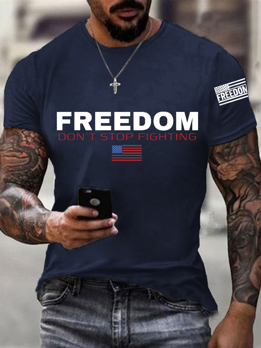 Men's Freedom Don't Stop Fighting R.I.P C.K Tee-America250