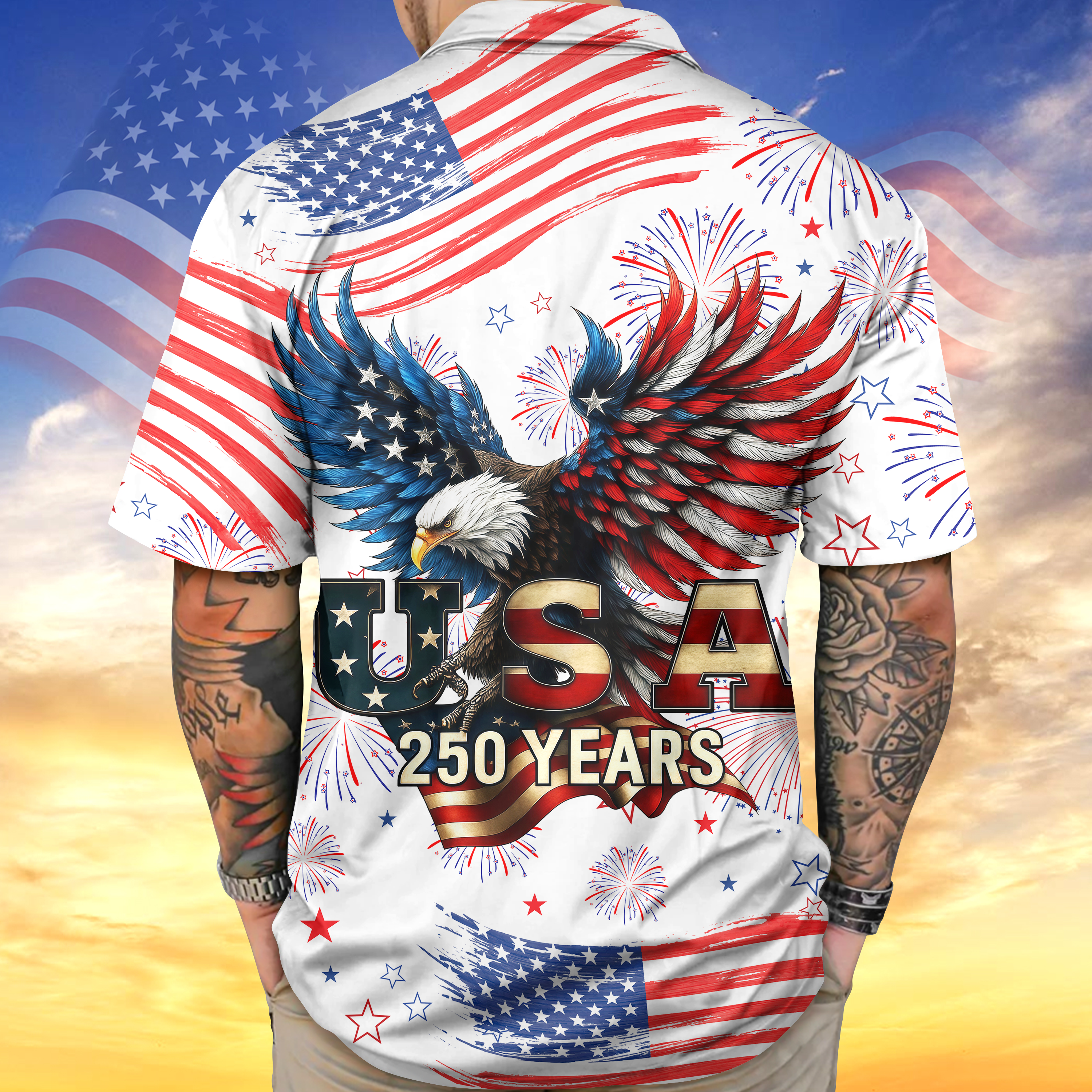 Patriotic Bald Eagle USA 250 Years Hawaii Shirt