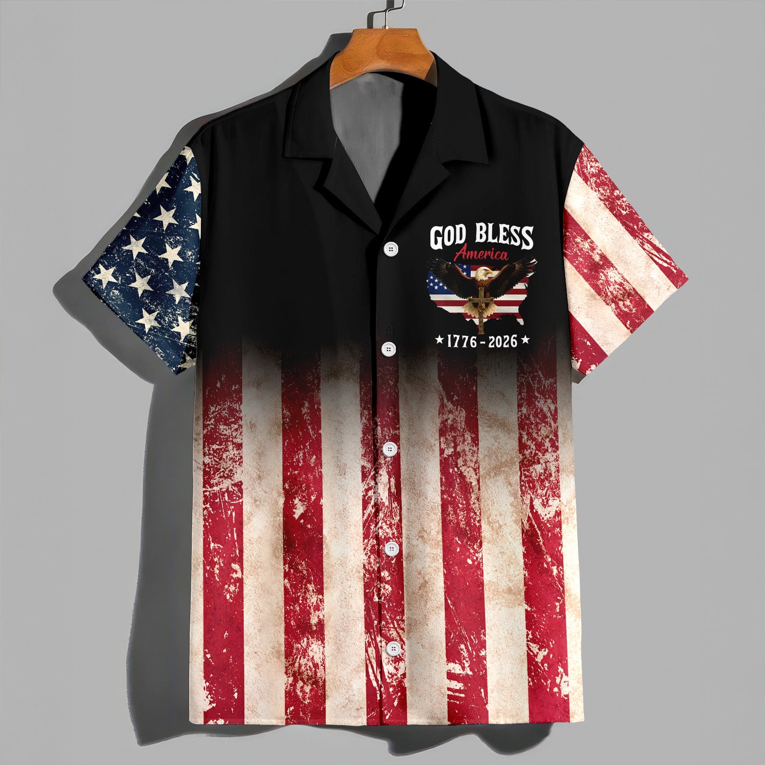 Patriotic 250th Anniversary God Bless America Eagle 1776–2026 Hawaii Shirt
