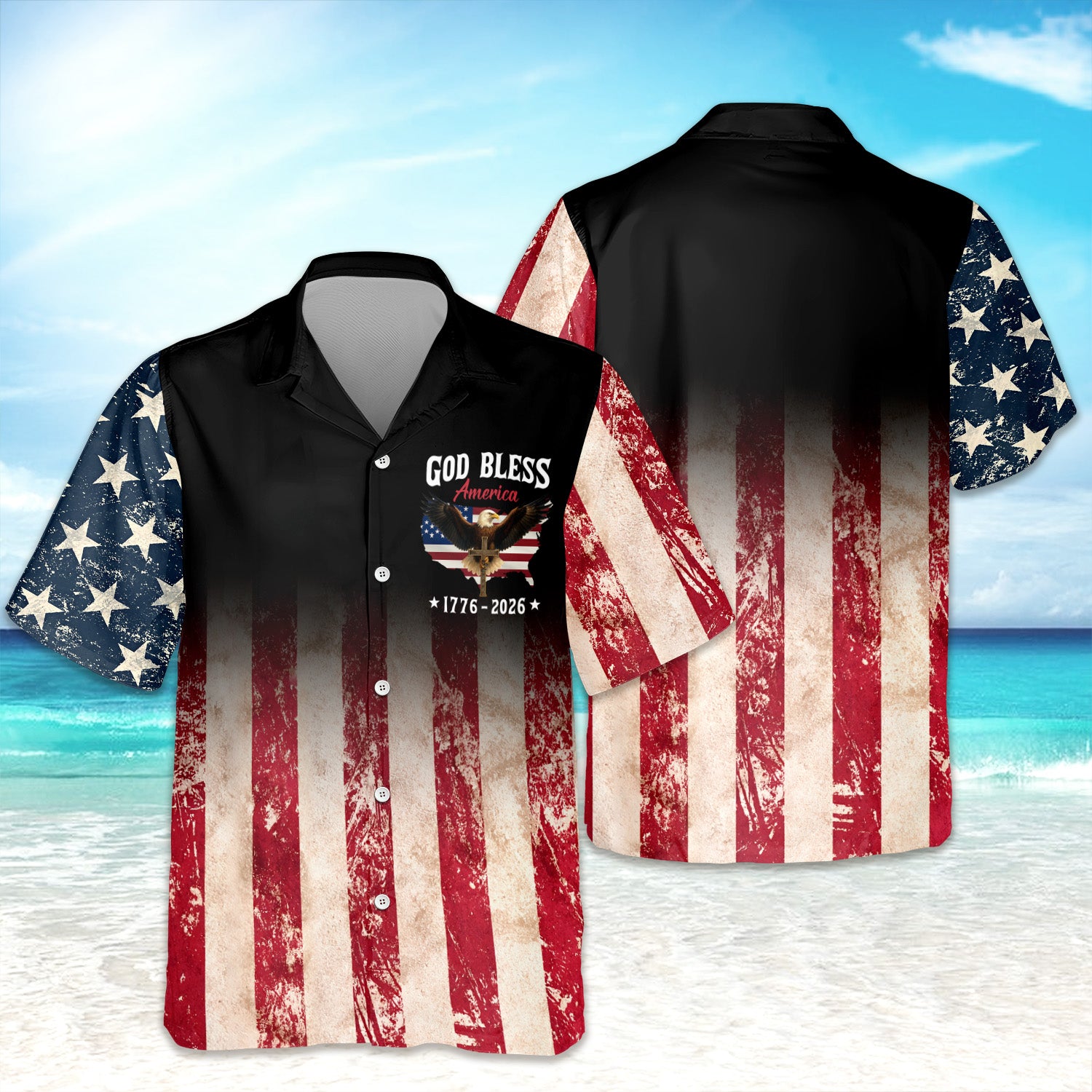 Patriotic 250th Anniversary God Bless America Eagle 1776–2026 Hawaii Shirt