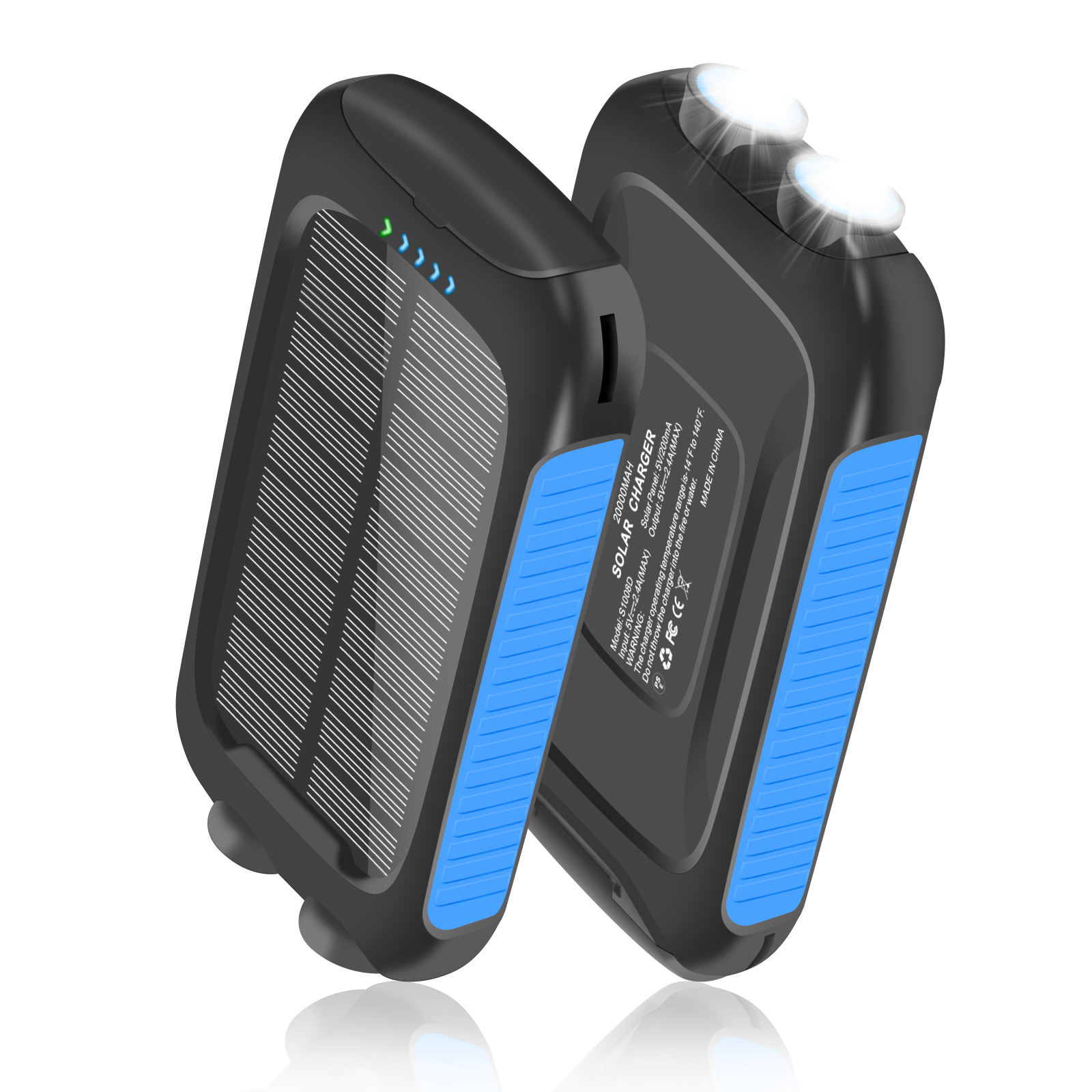 2026 New Factory Directly Wholesale Dual Usb Solar Power Bank 20000mAh Led Flashlight Battery Charger Solar Cell Phone Charger-quacoa