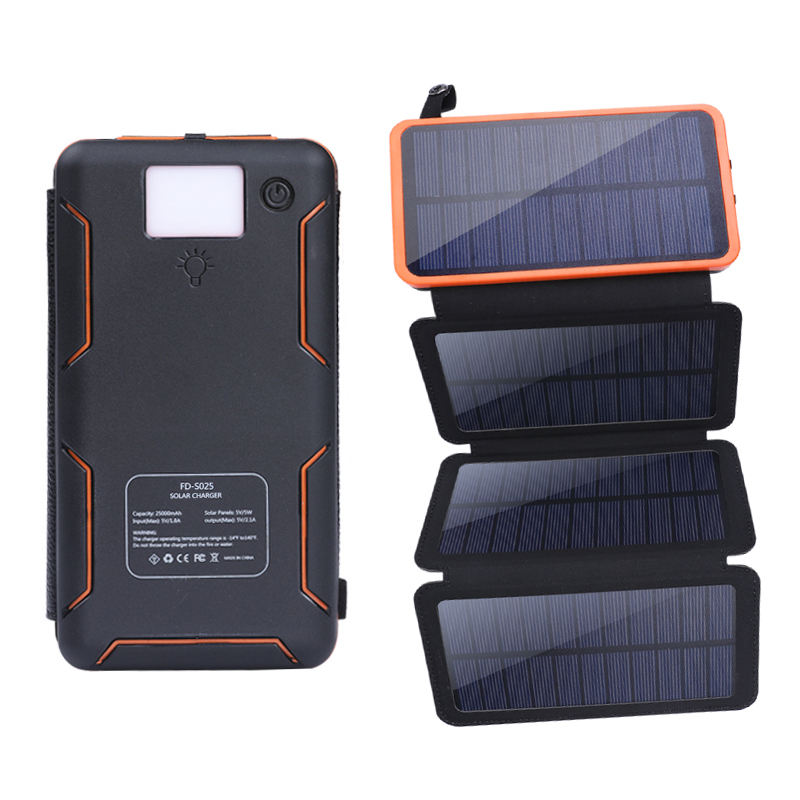Efficient Fast Solar Charging Panels Waterproof 25000Mah Outdoors Camping Mini Portable Wireless Solar Mobile Phone Charger