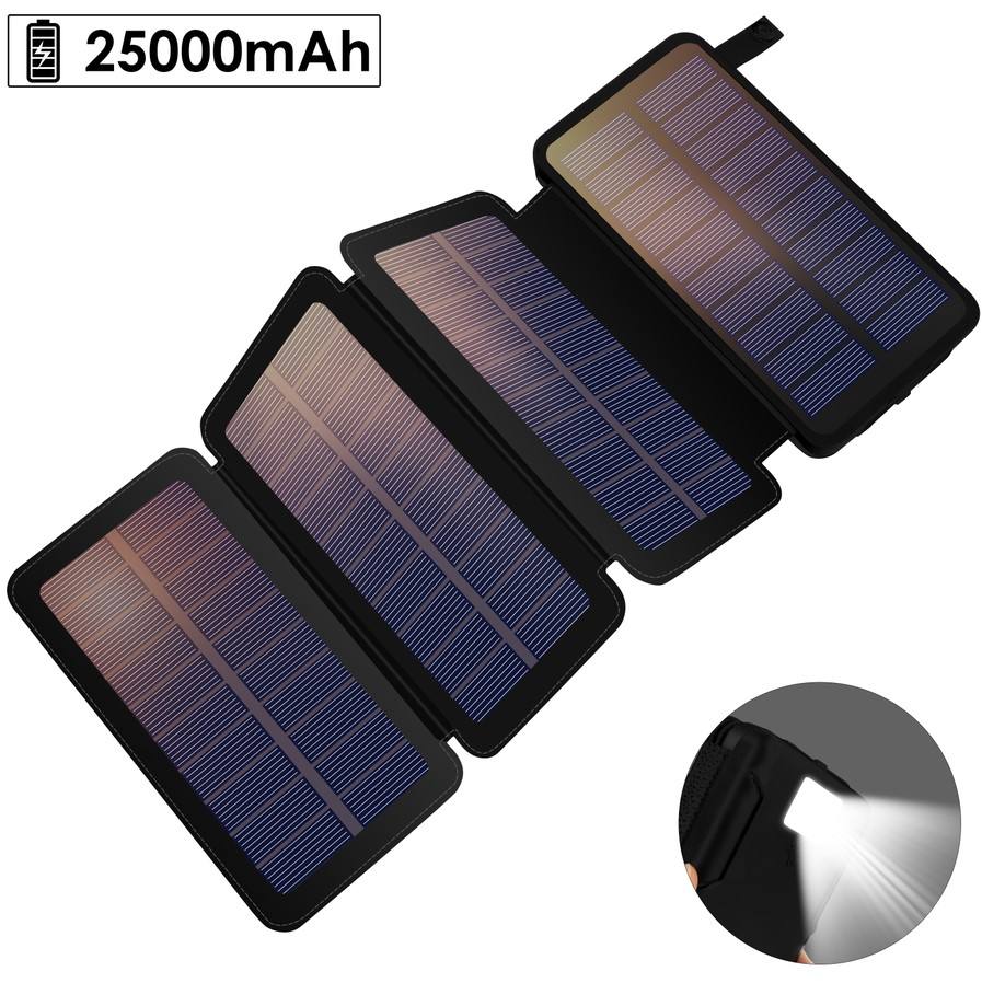 Outdoor Emergency Waterproof Foldable Solar Charger with 25000mAh Battery