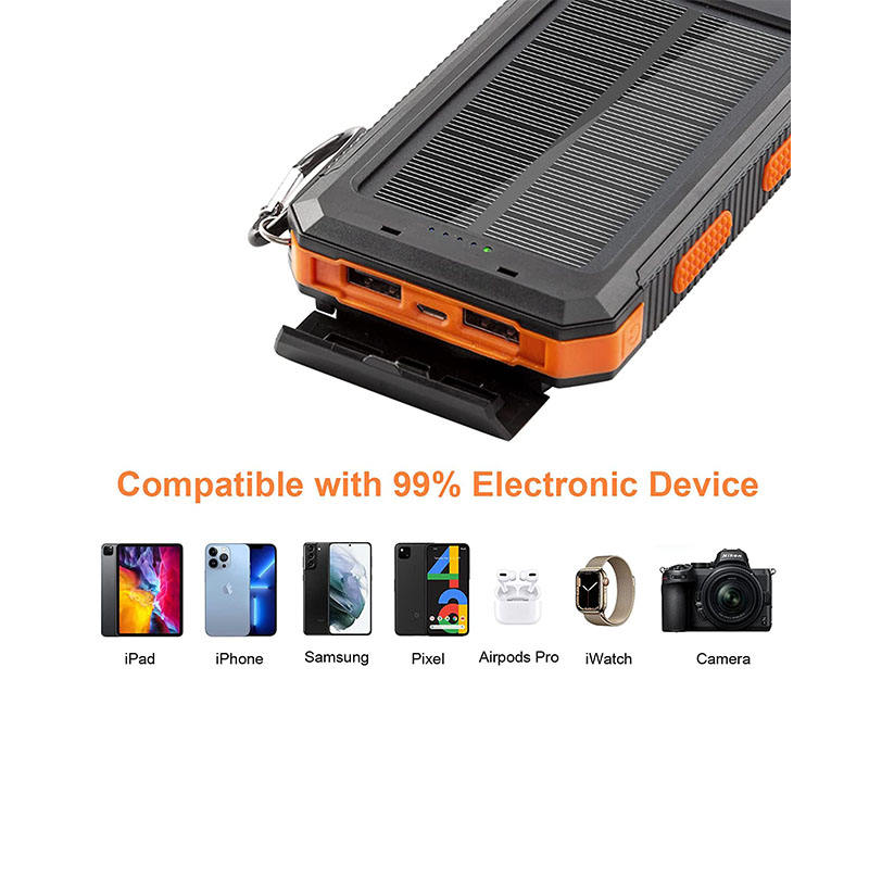 Waterproof Outdoor Solar Power Bank 20000mAh Dual USB Travel Outdoor Solar Mobile Phone Charger Solar Powerbanks for Camping-quacoa