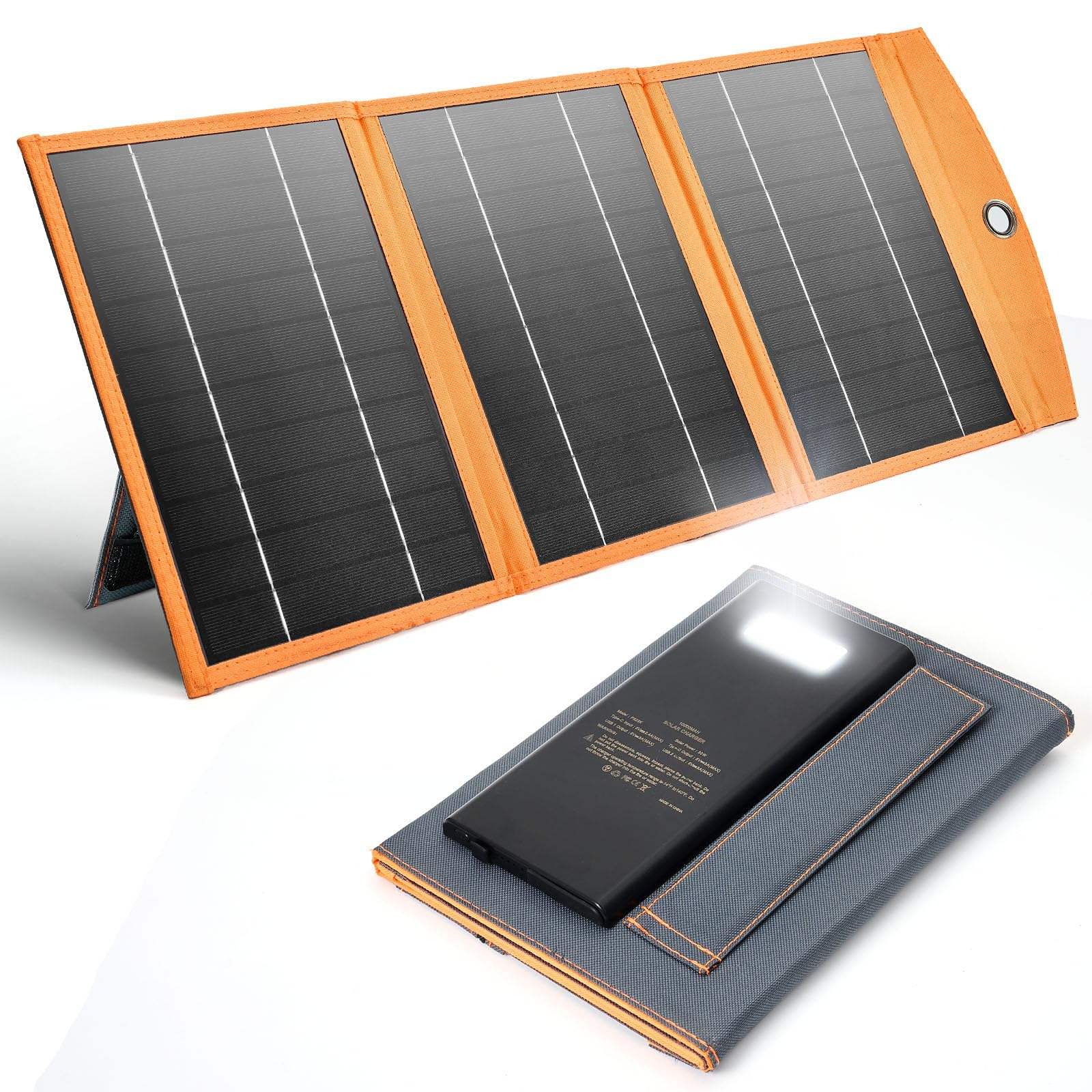 2025 Outdoors/Camping Foldable Portable Solar Panels 20W Fast Charging 10000mah Li-Polymer LED Power Bank Type C Output-quacoa