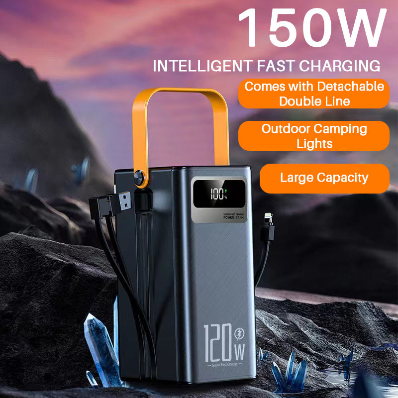 High Capacity Camping Lights 60000mAh Fast Charging Power Bank Portable Battery with LED Display Outdoor Portable Power Stations