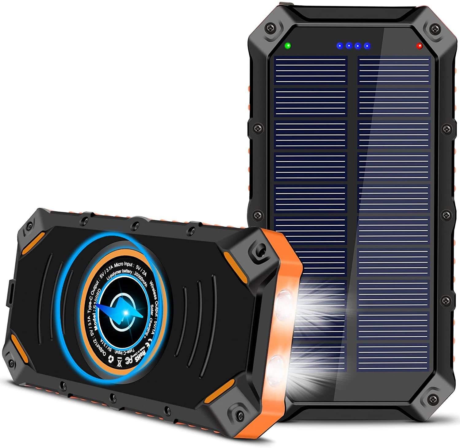 Portable Wireless Solar Charger Power Banks 20000mah 30000mah Triple Usb Solar Powerbank Good for Outdoor Use-quacoa