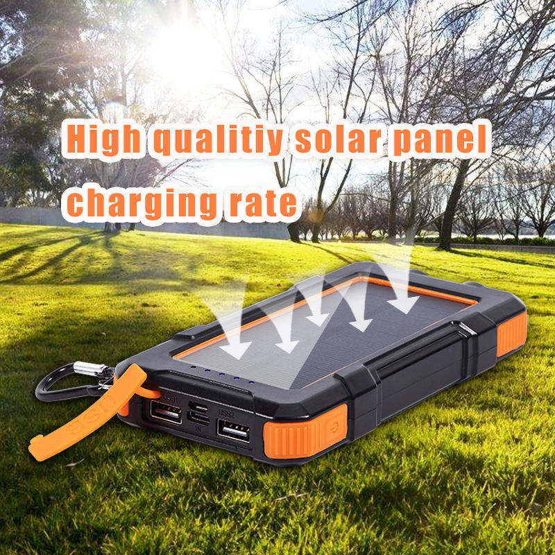 Dual LED Portable Wireless Solar Power Bank 20000mAh Waterproof 18W Fast Charging 