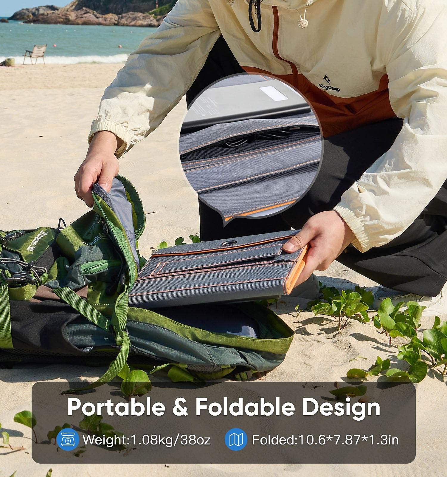 2025 Outdoors/Camping Foldable Portable Solar Panels 20W Fast Charging 10000mah Li-Polymer LED Power Bank Type C Output-quacoa