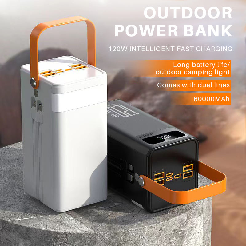 High Capacity Camping Lights 60000mAh Fast Charging Power Bank Portable Battery with LED Display Outdoor Portable Power Stations