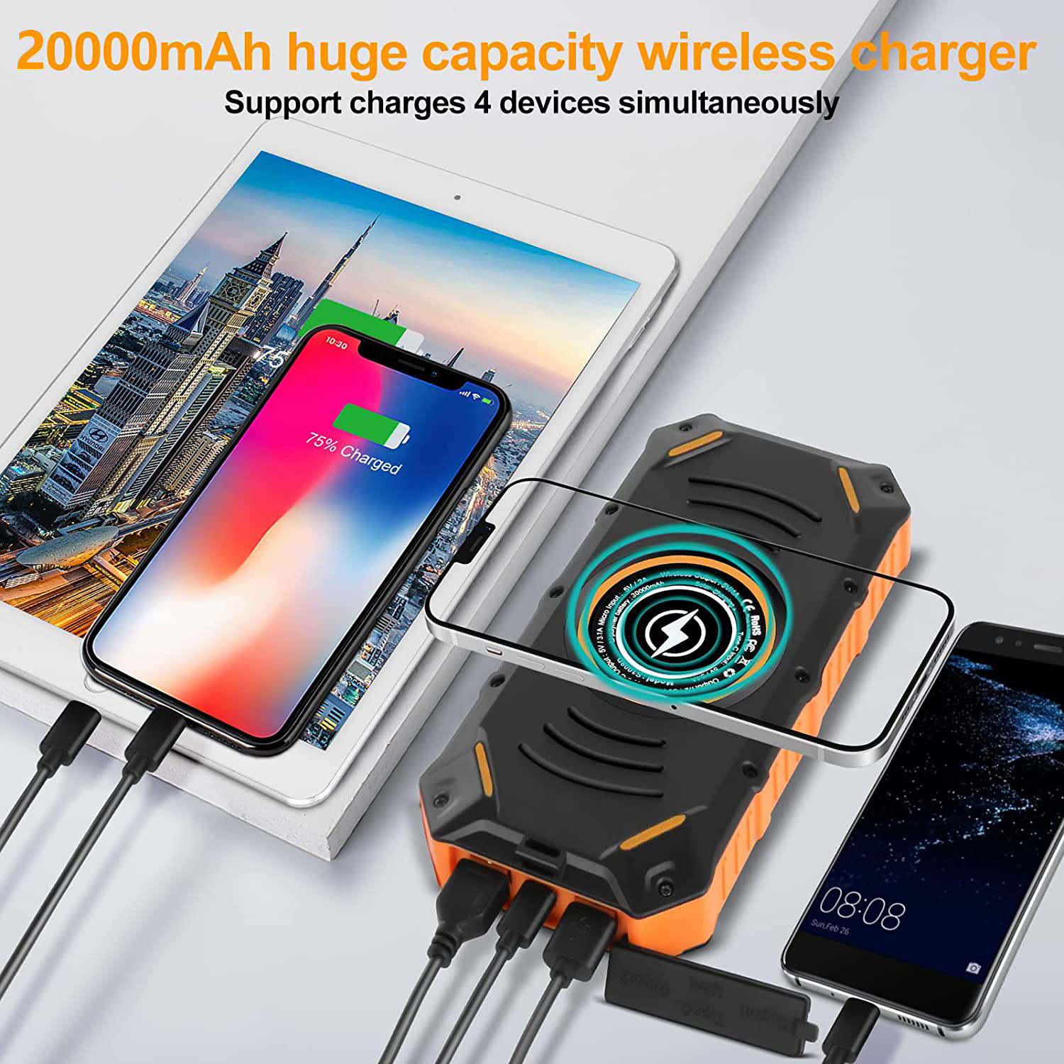 Portable Wireless Charger 20,000mAh Power Bank