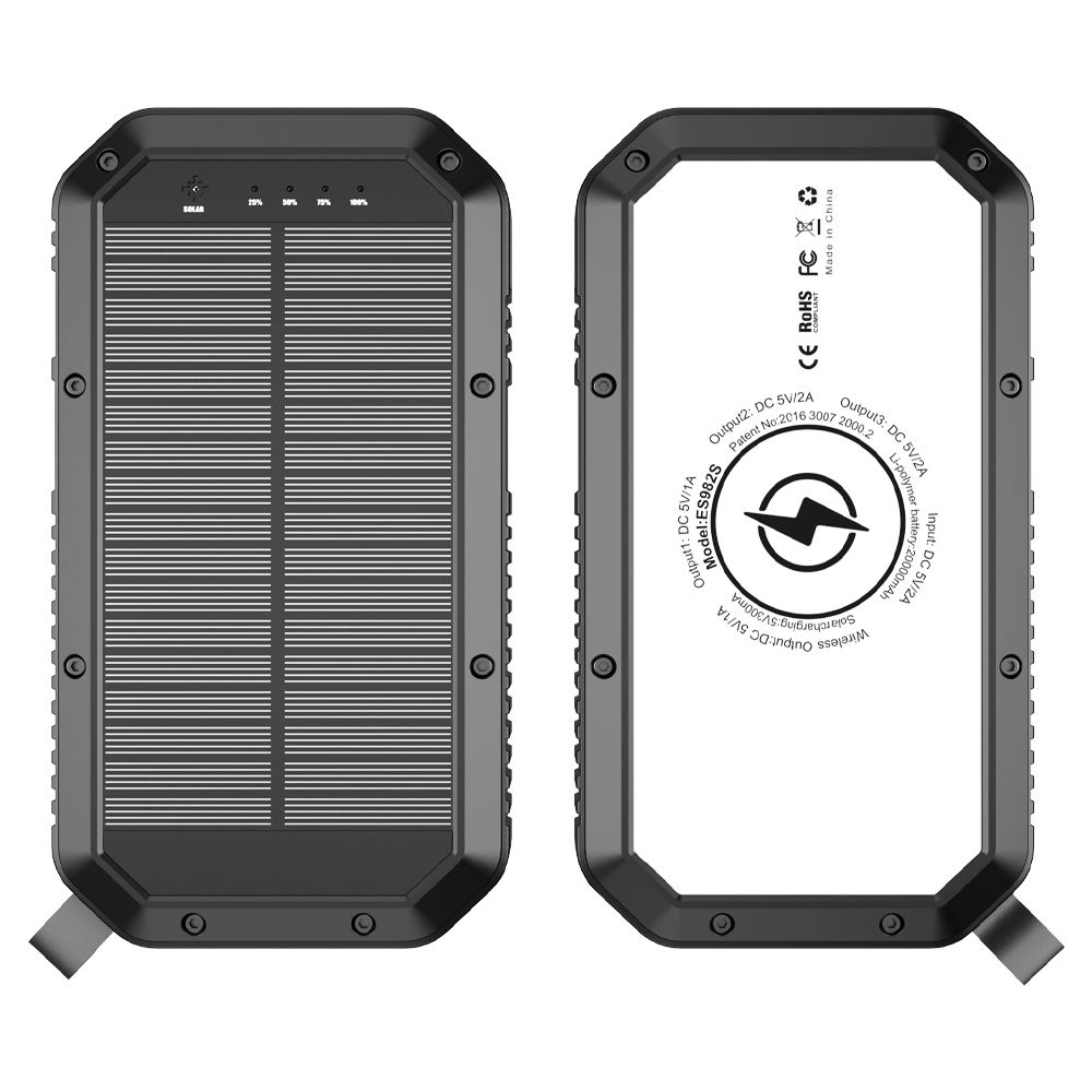 Portable Wireless Charger Solar-Powered Mobile Power Bank
